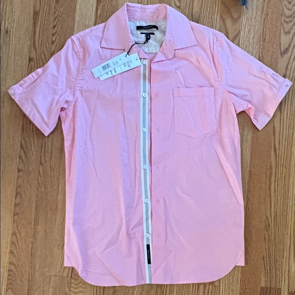 Tahari Men's Pink Casual Button Down Shirt